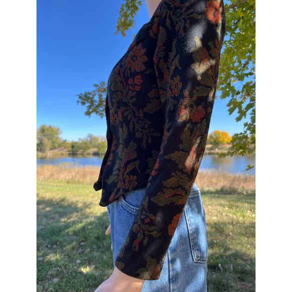 Vintage 80s Tapestry Floral Fitted Blazer - Picture 5 of 8